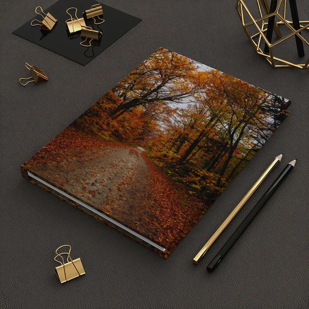 Autumn Forest Road Fallen Leaves Trees – Notebooks