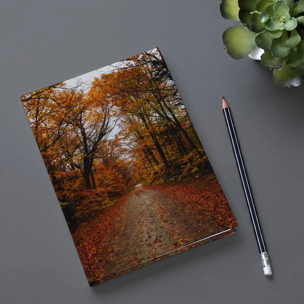 Autumn Forest Road Fallen Leaves Trees – Notebooks