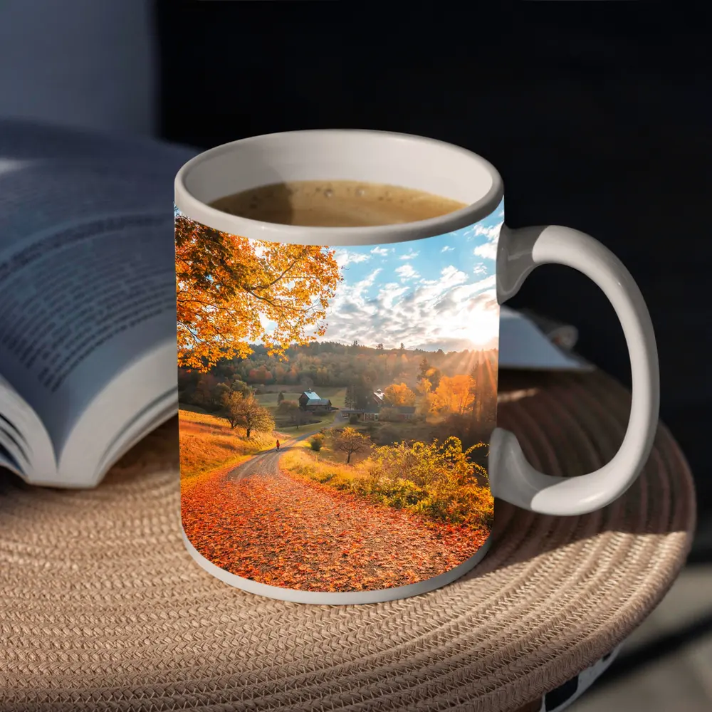 Autumn Country Road Farmhouse Golden Foliage – Mugs