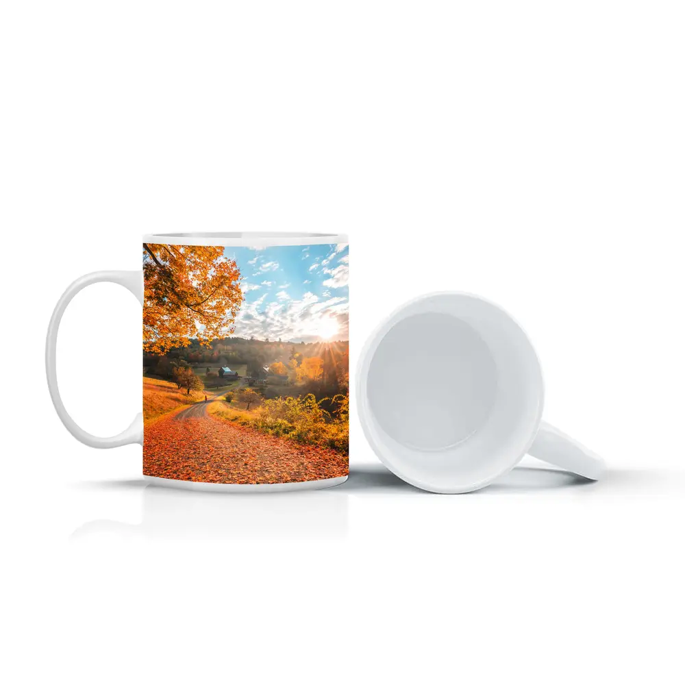 Autumn Country Road Farmhouse Golden Foliage – Mugs