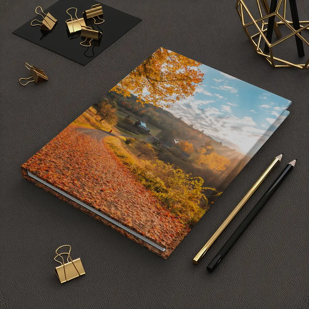 Autumn Country Road Farmhouse Golden Foliage – Notebooks