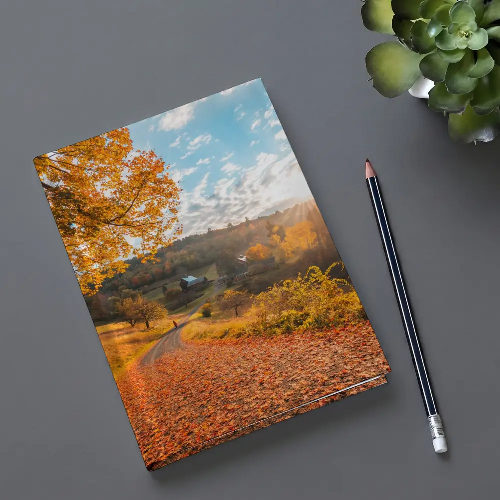 Autumn Country Road Farmhouse Golden Foliage – Notebooks