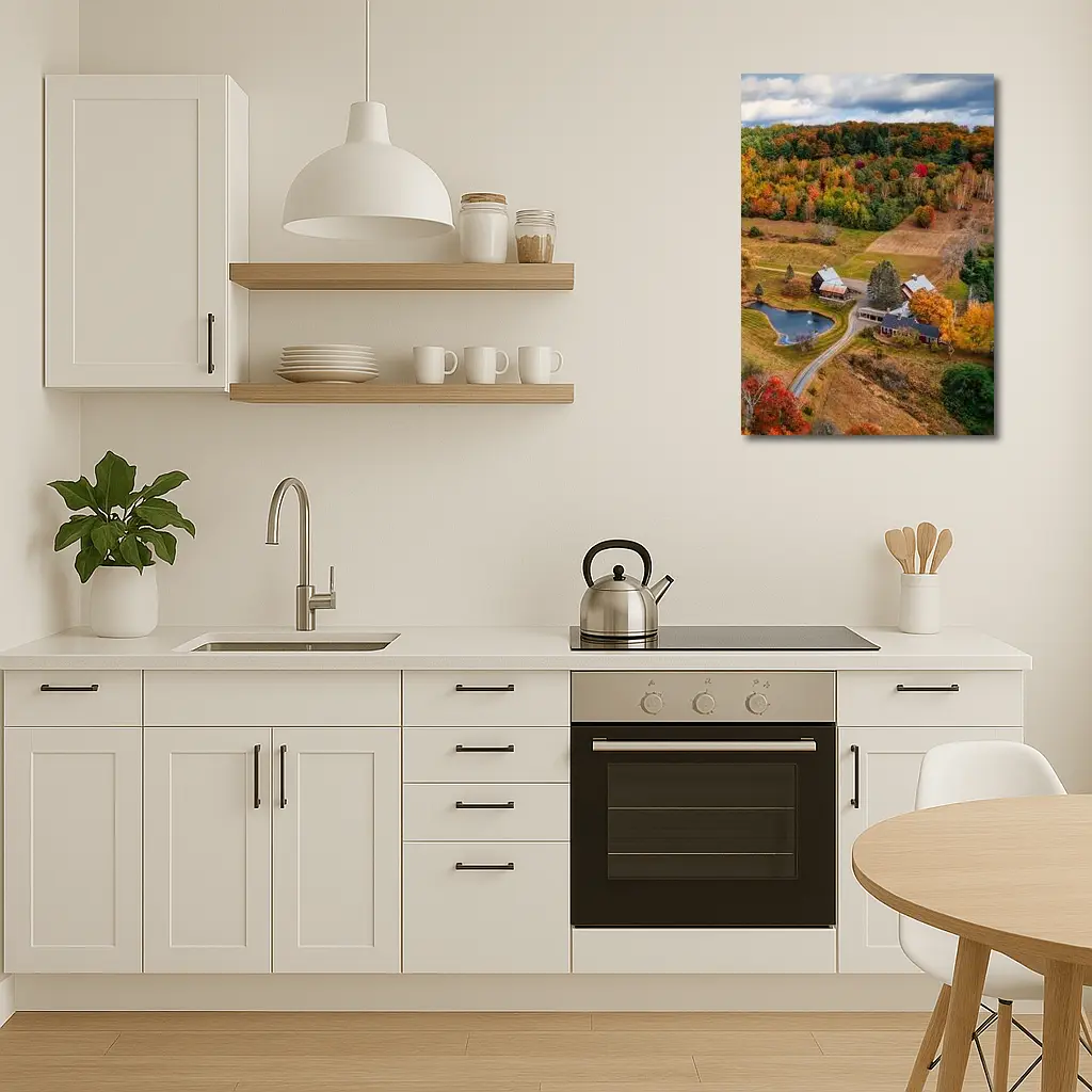 Aerial Vermont Farm Autumn Foliage Countryside – Wall Art