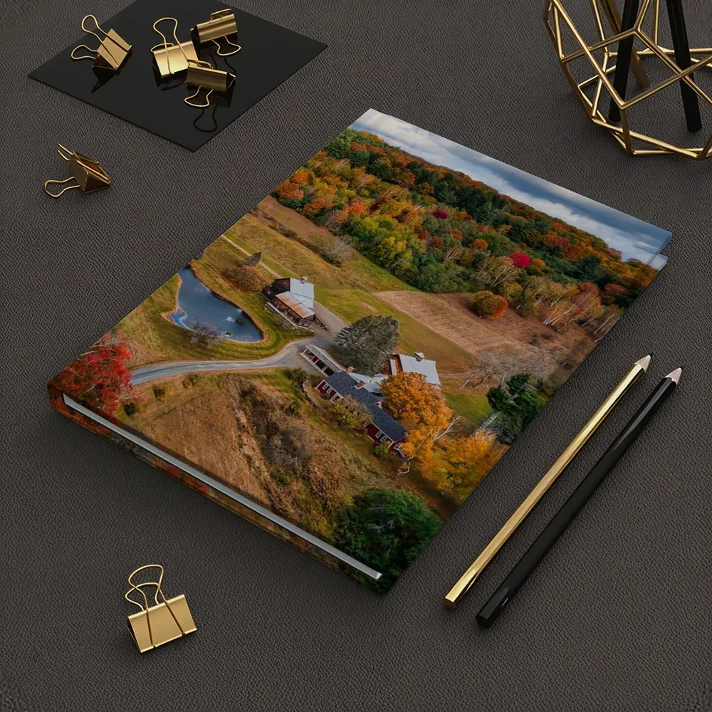 Aerial Vermont Farm Autumn Foliage Countryside – Notebooks