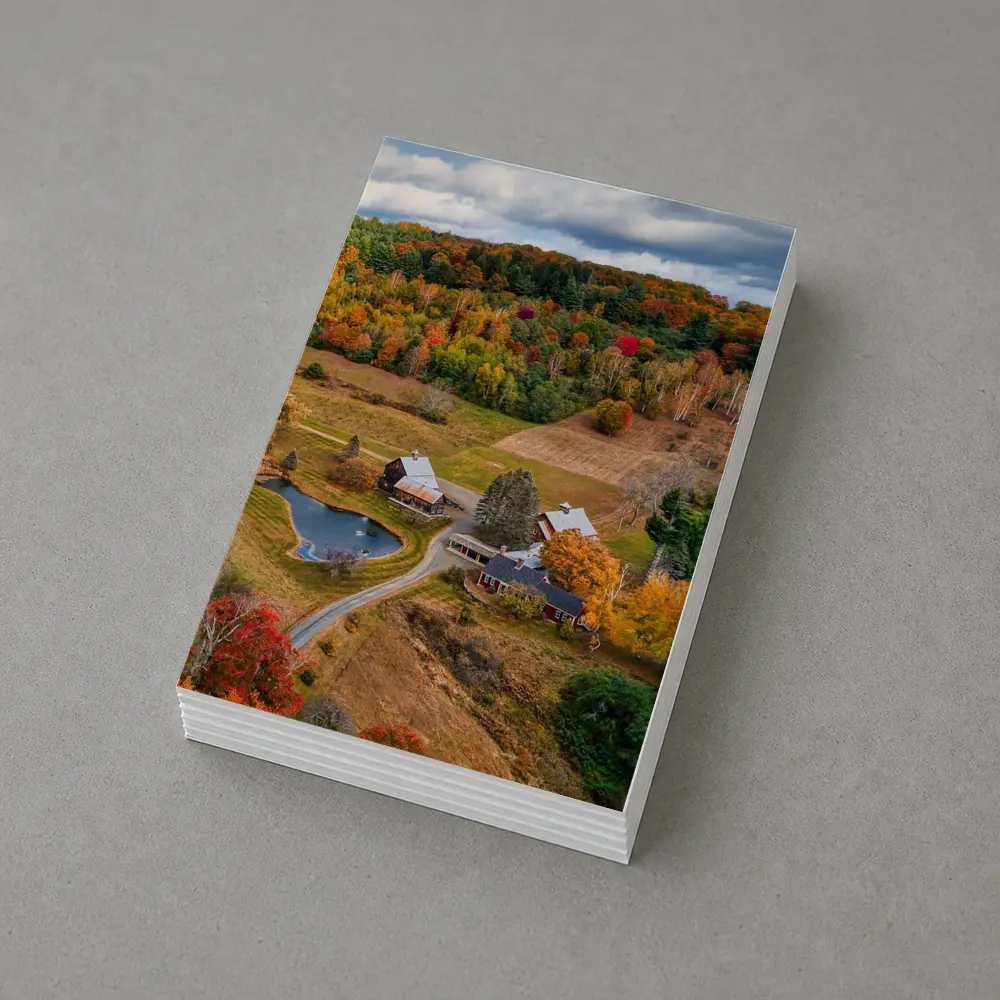 Aerial Vermont Farm Autumn Foliage Countryside – Postcards