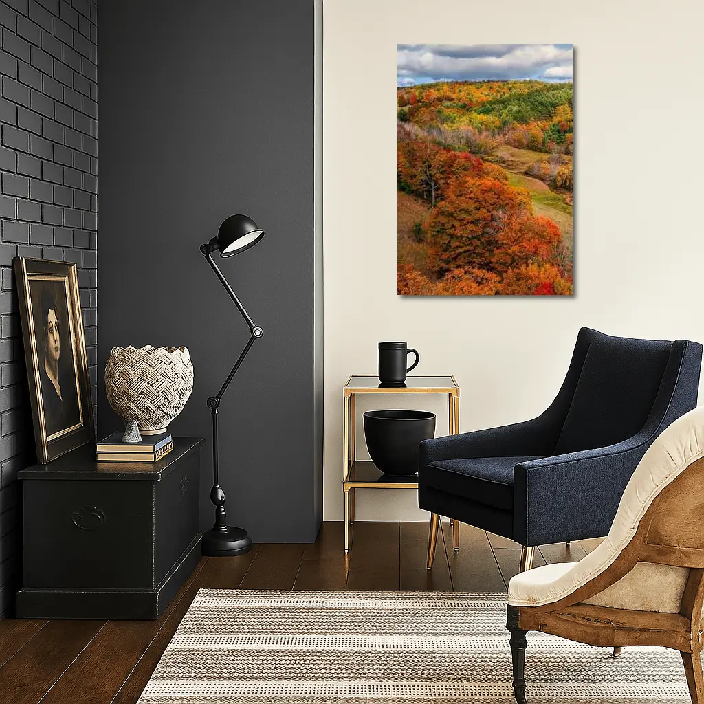 Autumn Forest Hills Rolling Green Valley – Wall Art