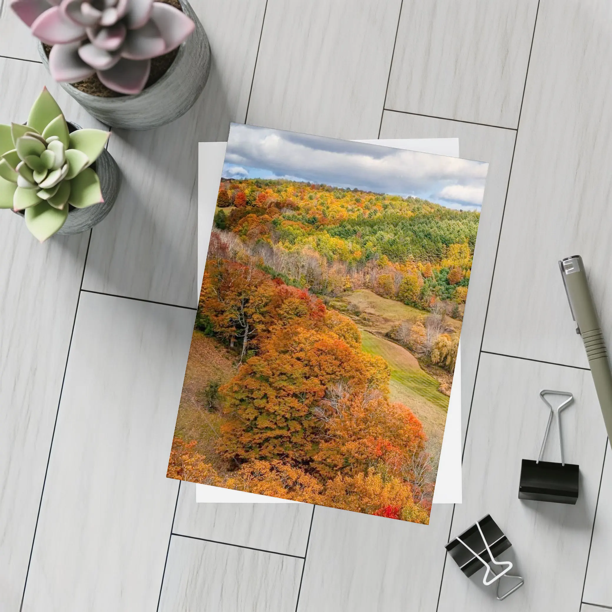 Autumn Forest Hills Rolling Green Valley – Postcards