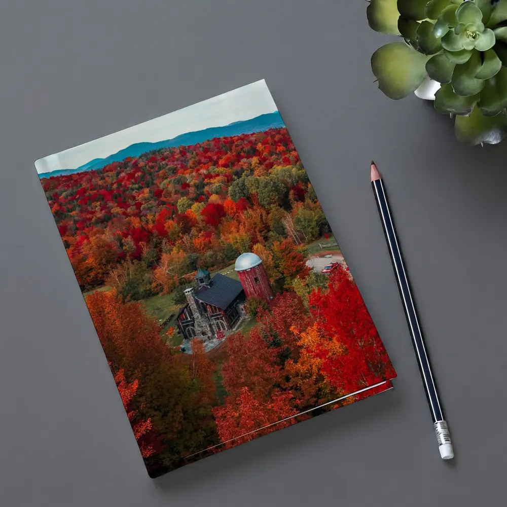 Red Barn Silo Autumn Forest Mountains – Notebooks