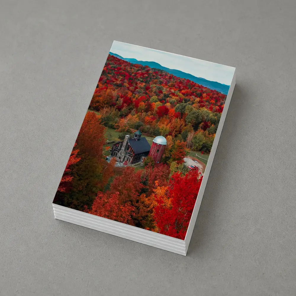 Red Barn Silo Autumn Forest Mountains – Postcards