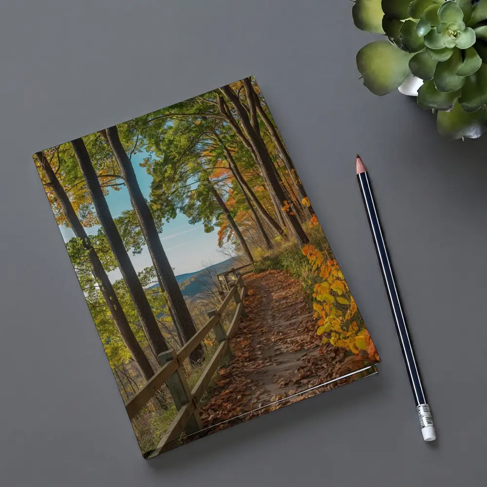 Autumn Forest Trail With Mountain View – Notebooks