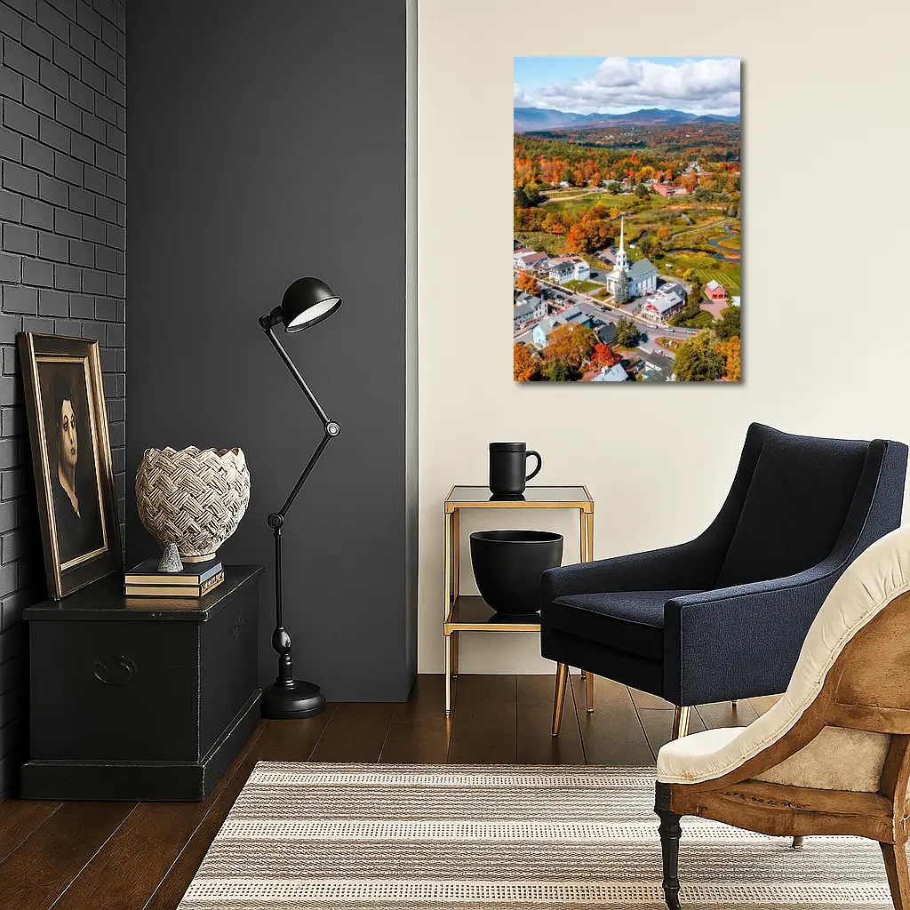 Stowe Vermont Aerial View Autumn Colors – Wall Art