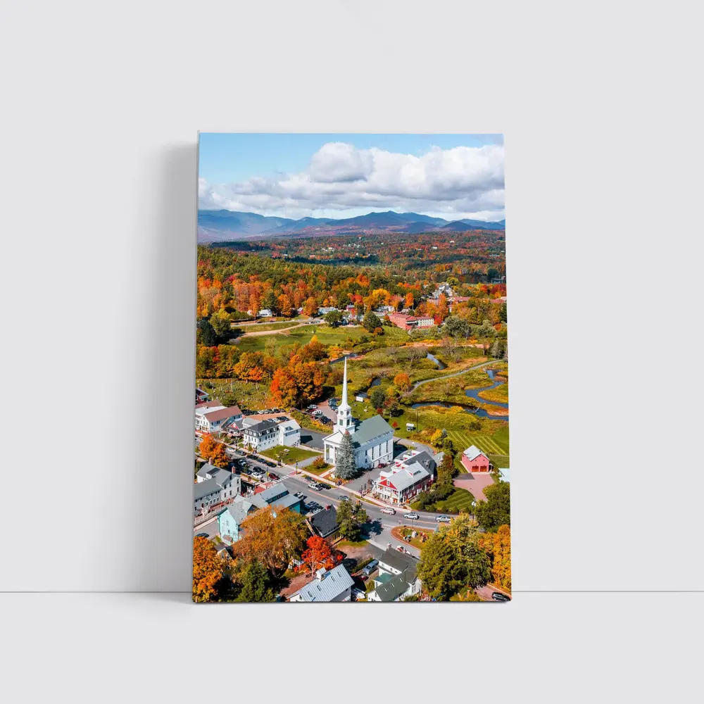 Stowe Vermont Aerial View Autumn Colors – Wall Art