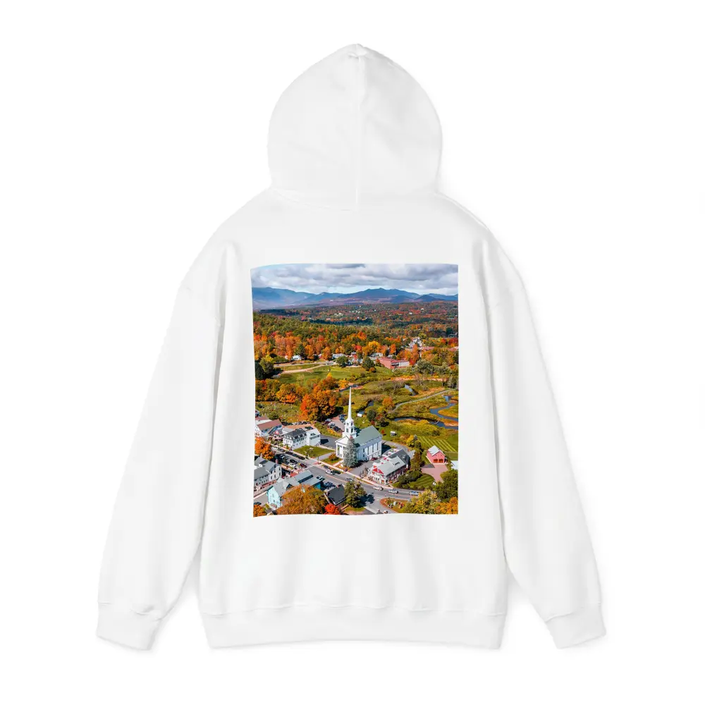 Stowe Vermont Aerial View Autumn Colors – Hoodies