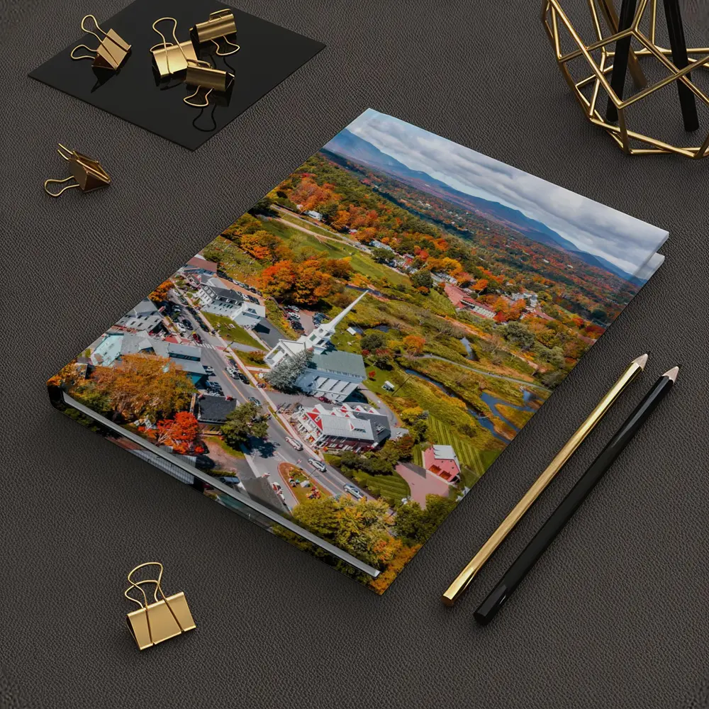 Stowe Vermont Aerial View Autumn Colors – Notebooks