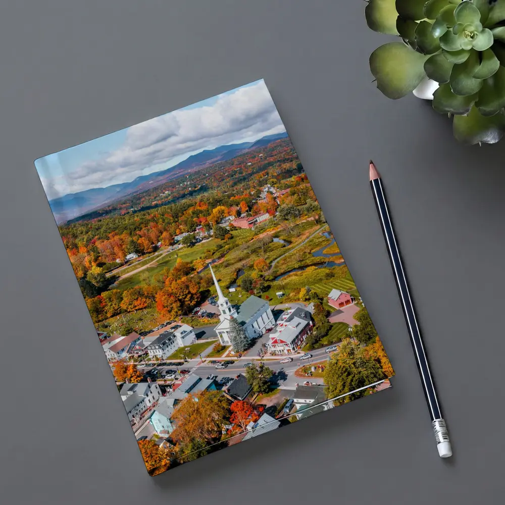 Stowe Vermont Aerial View Autumn Colors – Notebooks
