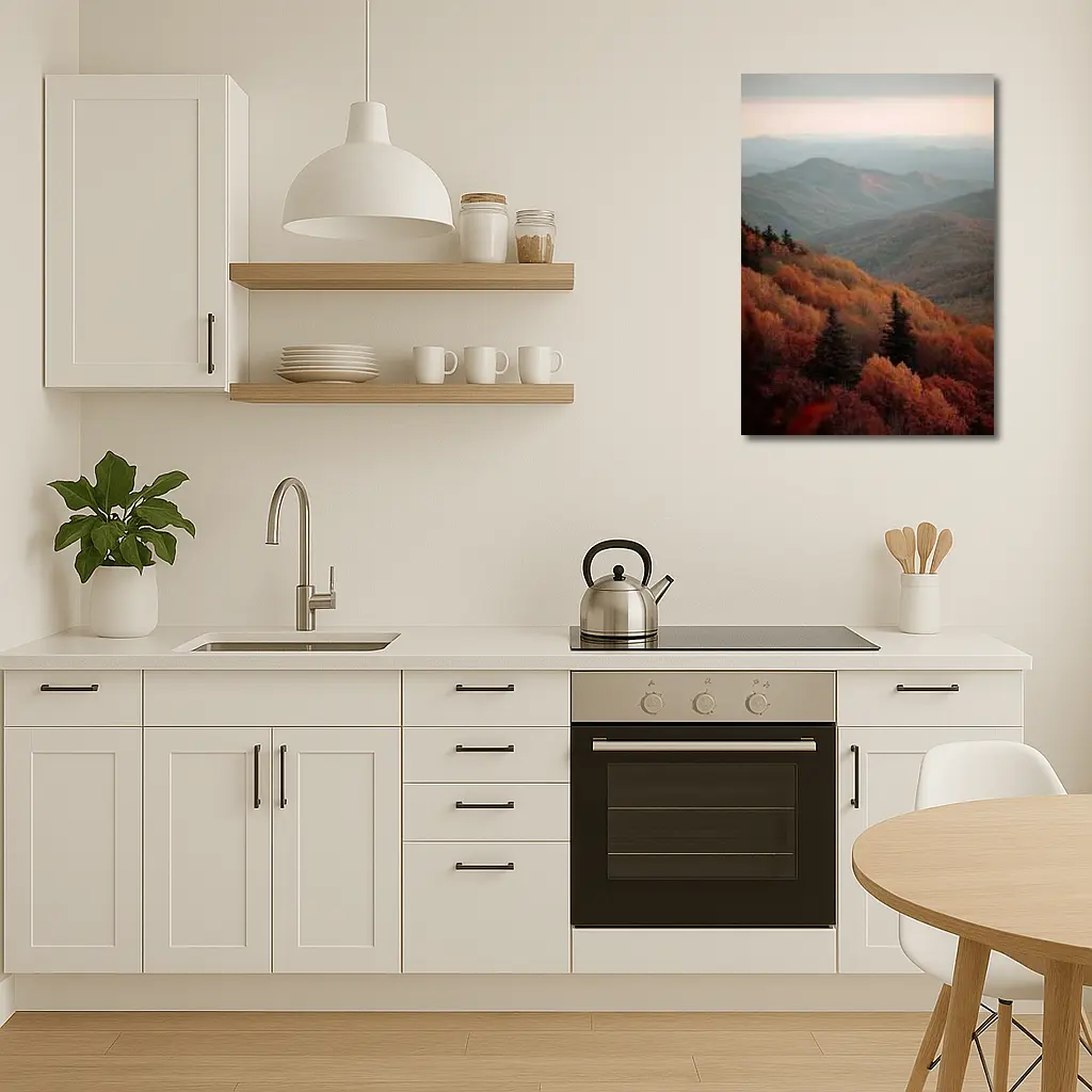 Autumn Mountain Forest Layers Misty Ridgeline – Wall Art