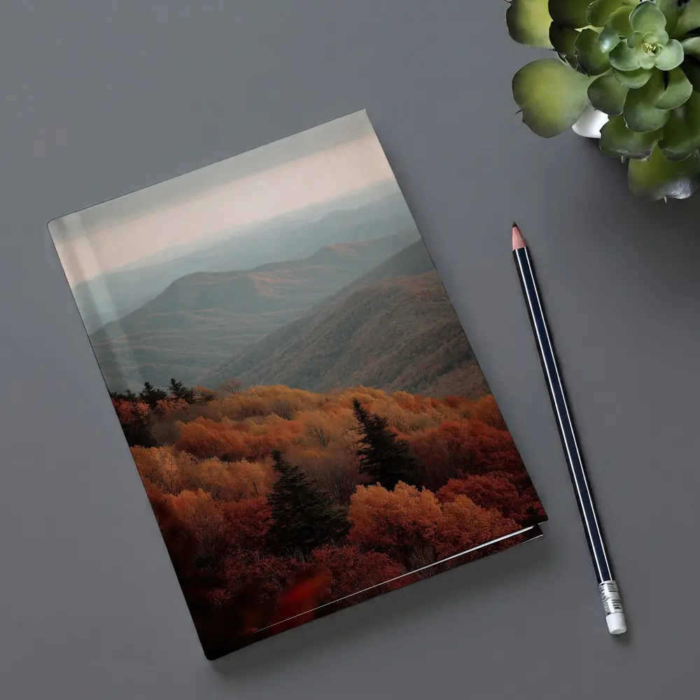 Autumn Mountain Forest Layers Misty Ridgeline – Notebooks