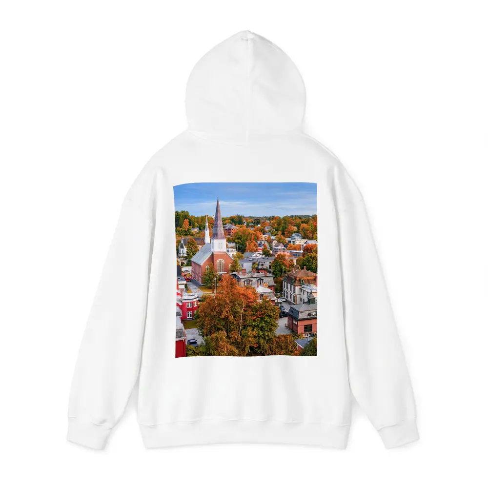 Vermont Town Aerial View Autumn Foliage – Hoodies