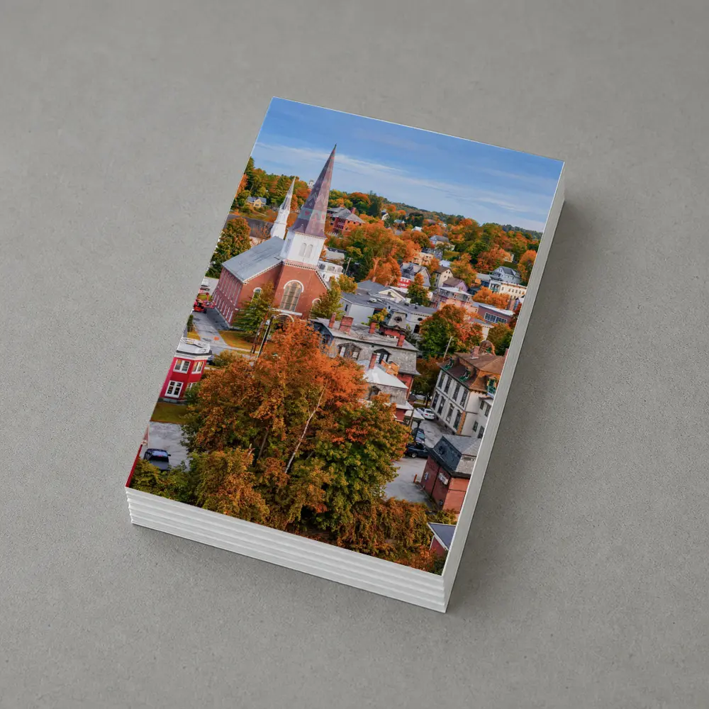 Vermont Town Aerial View Autumn Foliage – Postcards