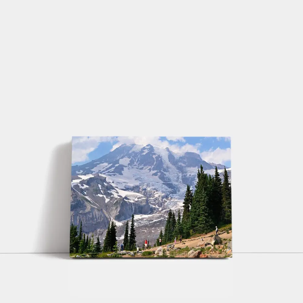 Mount Rainier Glacier Hikers Pine Trees – Wall Art