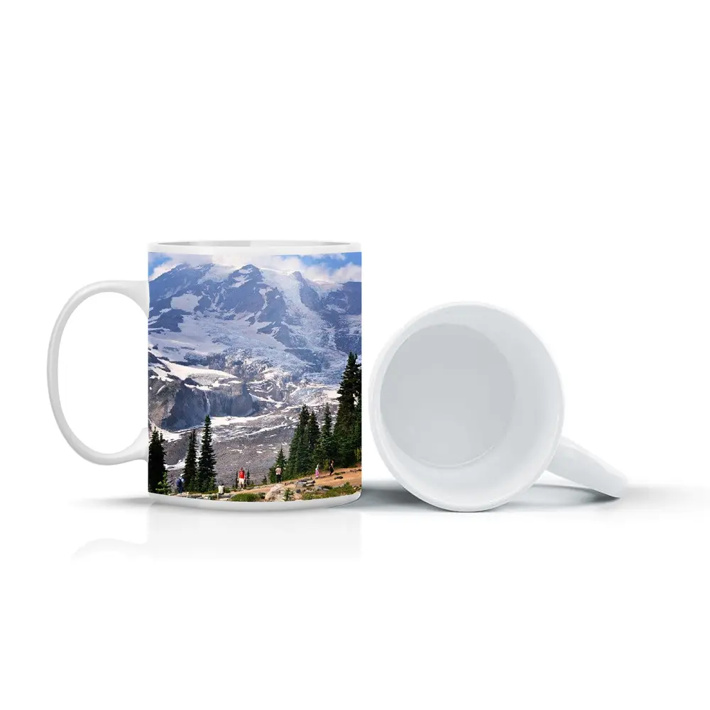 Mount Rainier Glacier Hikers Pine Trees – Mugs