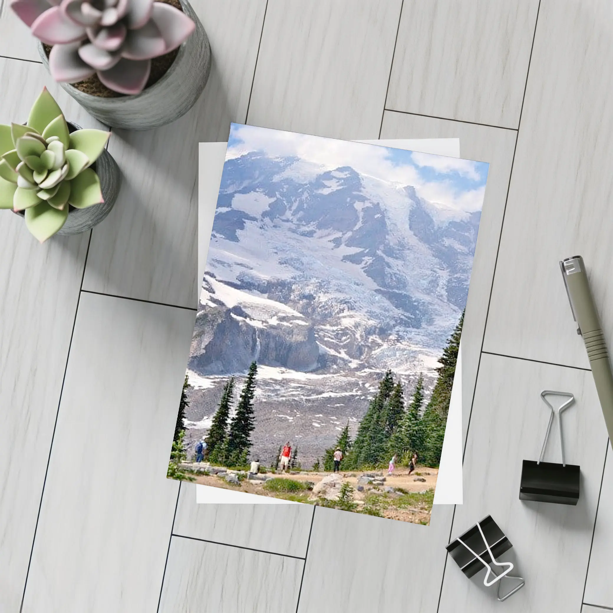 Mount Rainier Glacier Hikers Pine Trees – Postcards