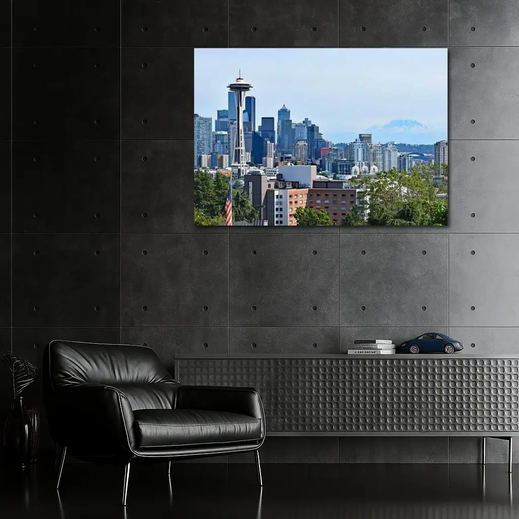 Seattle Space Needle Skyline Mount Rainier – Wall Art