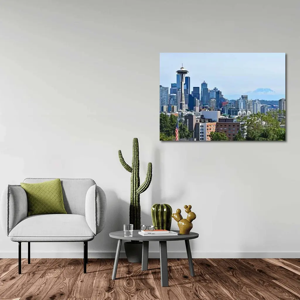 Seattle Space Needle Skyline Mount Rainier – Wall Art