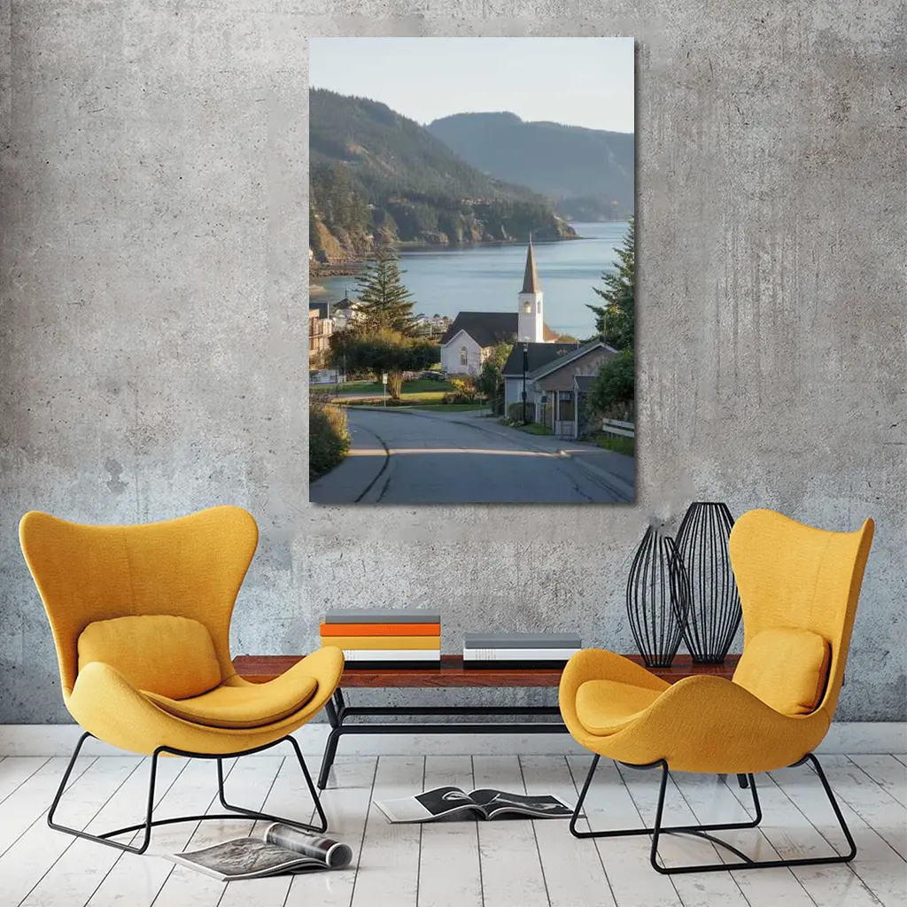 Coastal Church Town Bay Mountain View – Wall Art