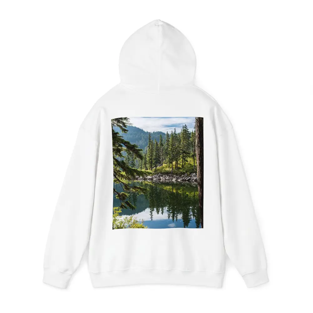 Alpine Lake Reflecting Pine Forest Mountains – Hoodies