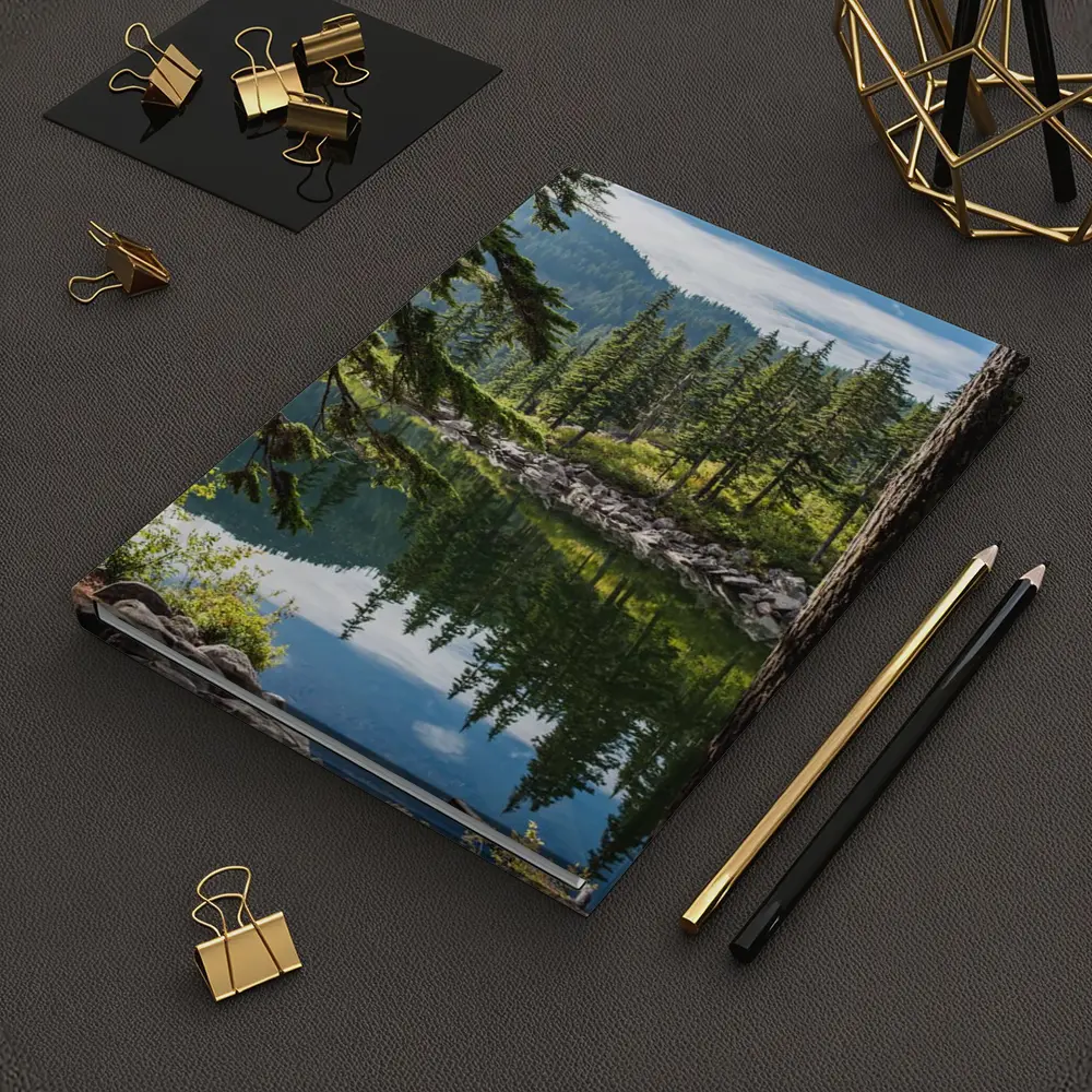 Alpine Lake Reflecting Pine Forest Mountains – Notebooks