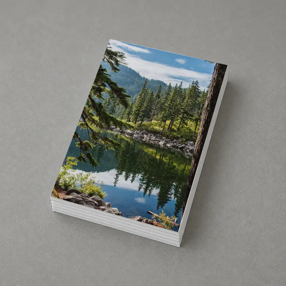 Alpine Lake Reflecting Pine Forest Mountains – Postcards