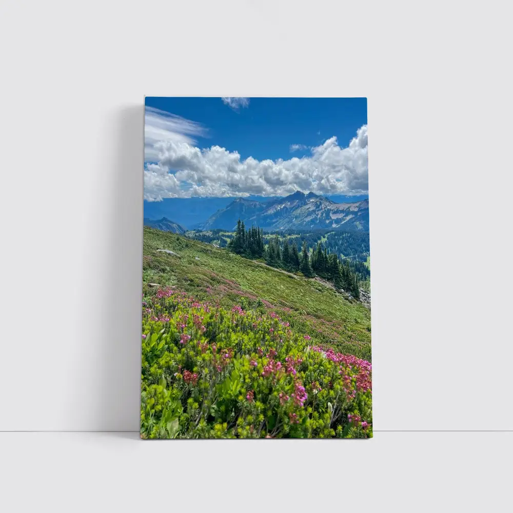 Alpine Wildflowers Meadow Mountain Landscape View – Wall Art