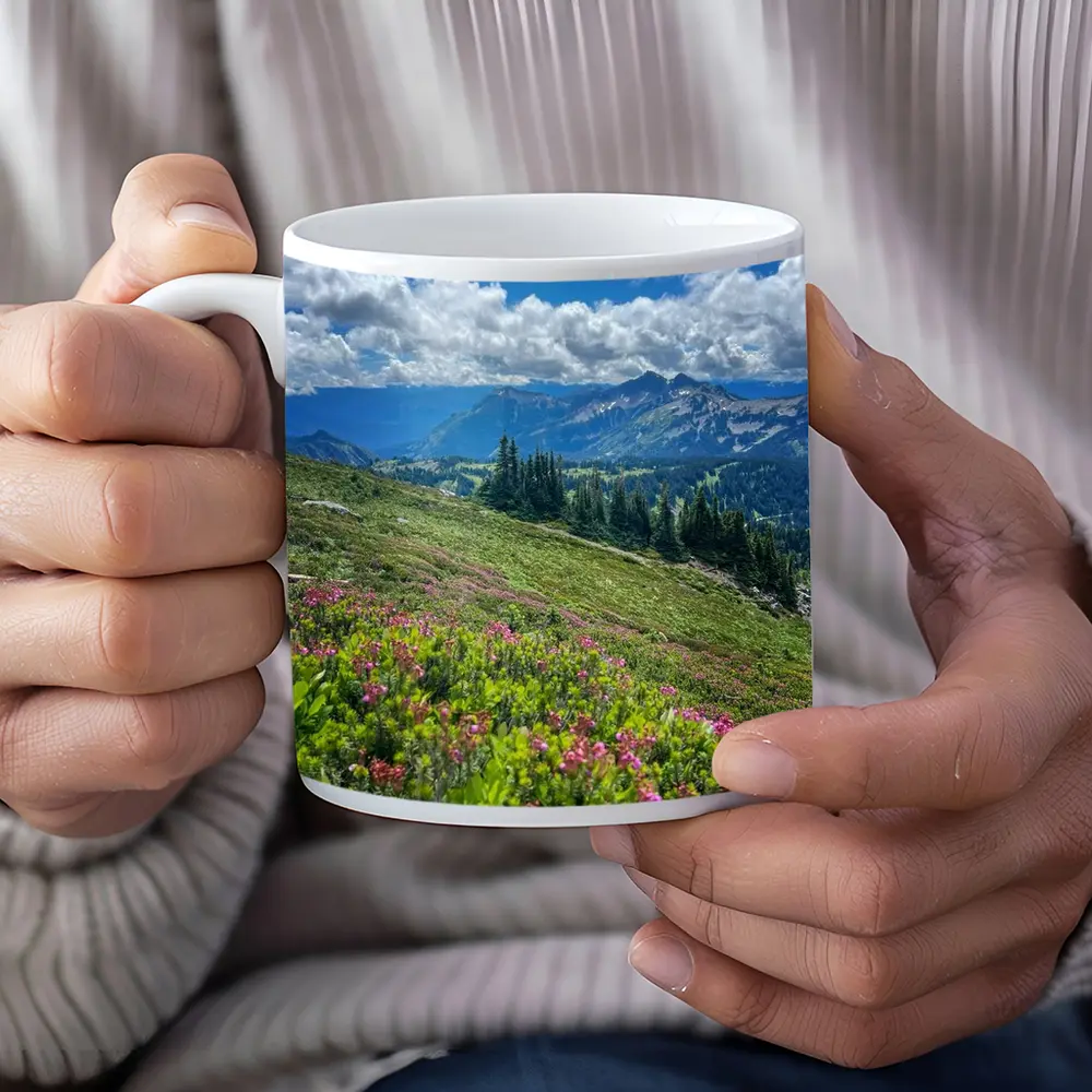 Alpine Wildflowers Meadow Mountain Landscape View – Mugs