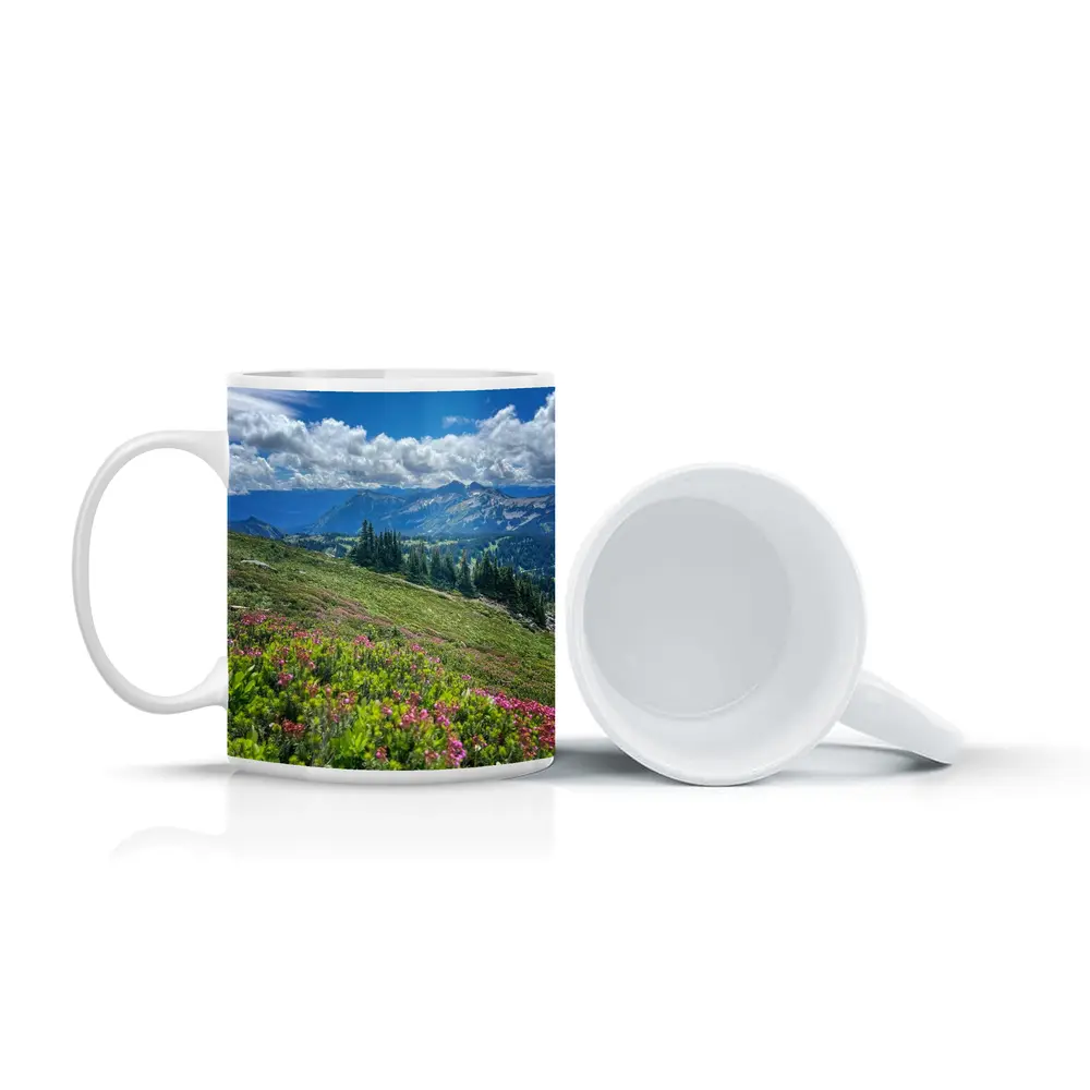 Alpine Wildflowers Meadow Mountain Landscape View – Mugs
