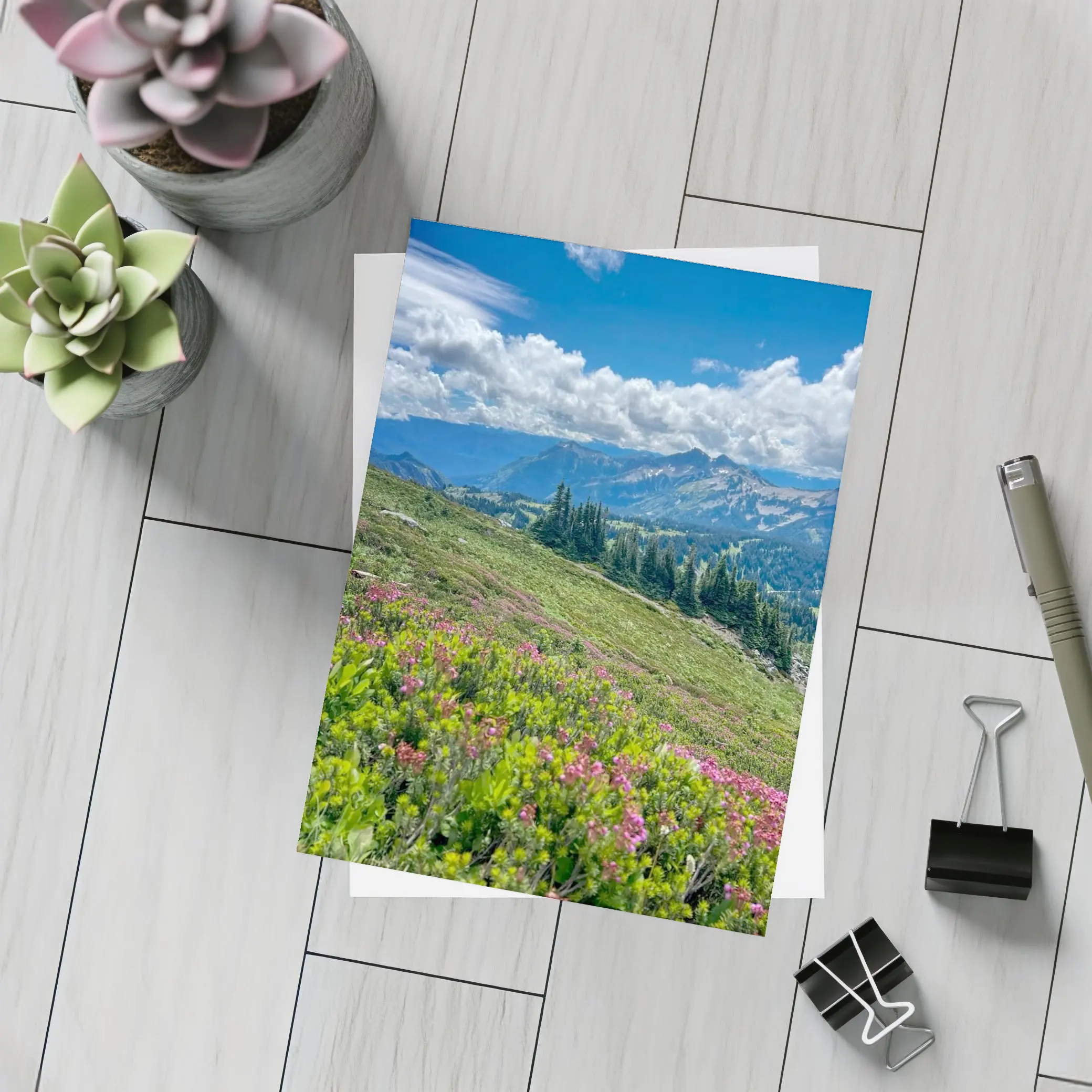 Alpine Wildflowers Meadow Mountain Landscape View – Postcards