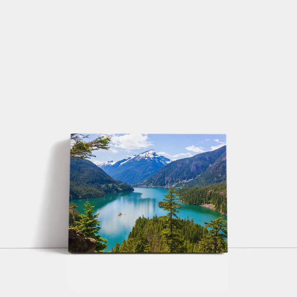 Turquoise Mountain Lake Forest Aerial View – Wall Art
