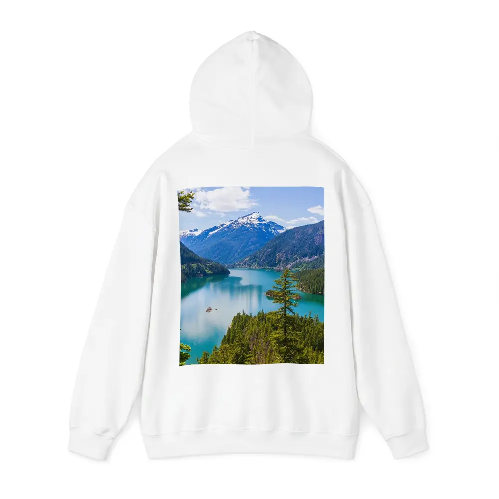 Turquoise Mountain Lake Forest Aerial View – Hoodies