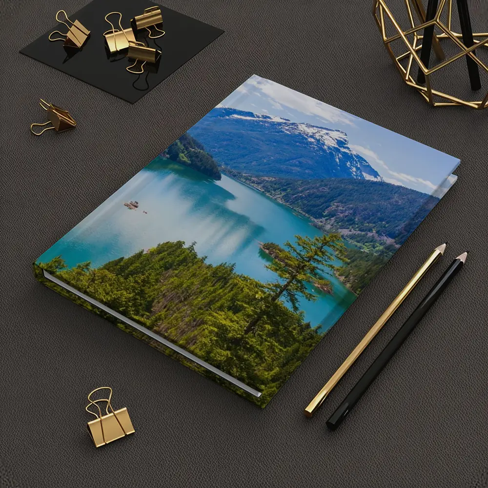 Turquoise Mountain Lake Forest Aerial View – Notebooks