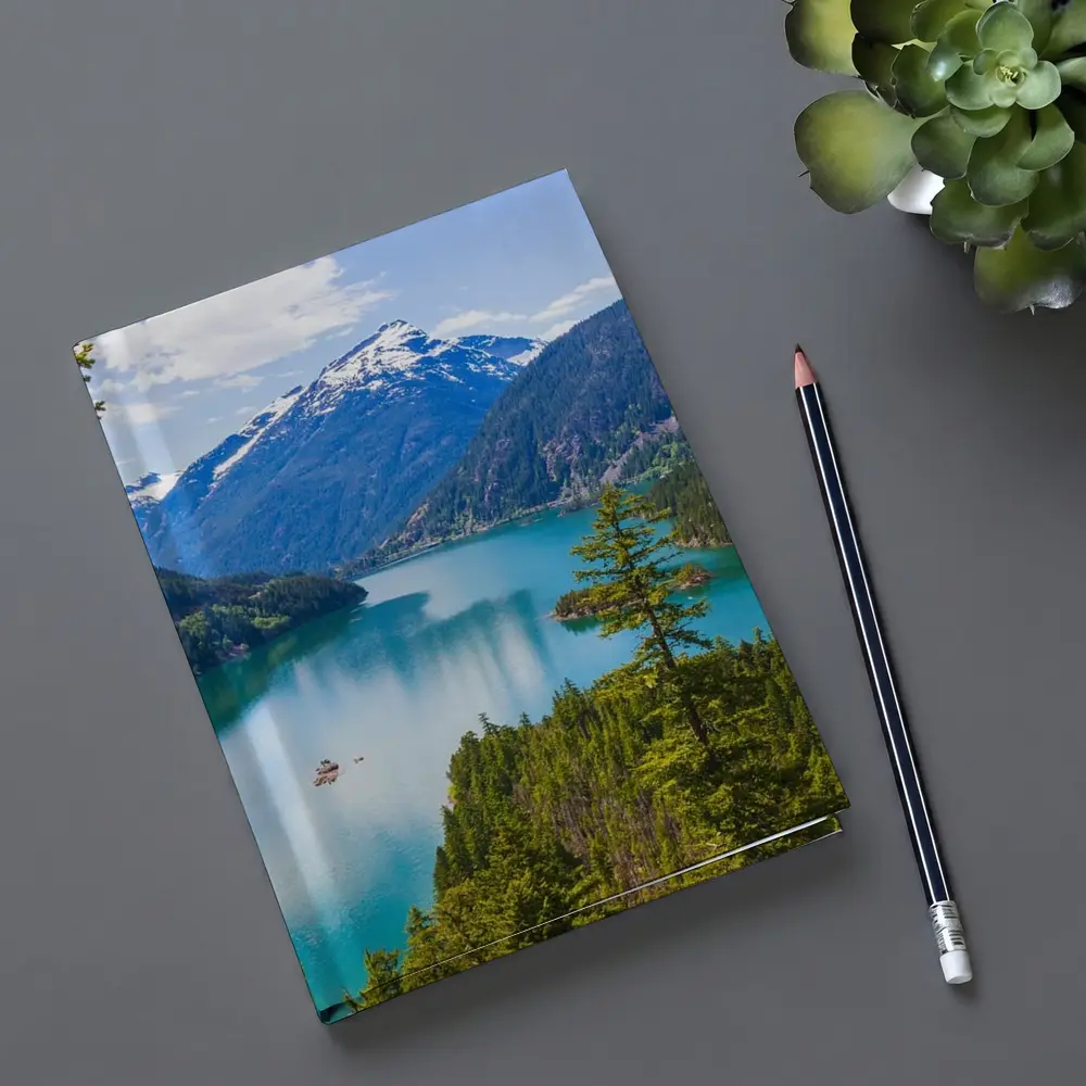 Turquoise Mountain Lake Forest Aerial View – Notebooks