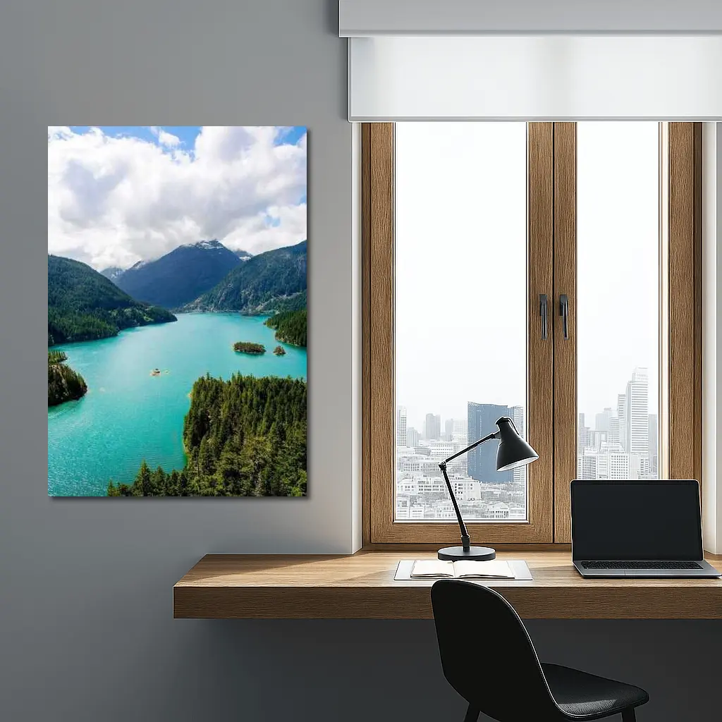 Turquoise Mountain Lake Aerial Forest View – Wall Art