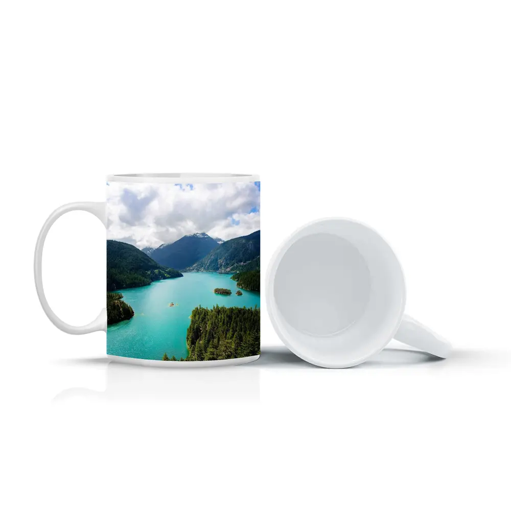 Turquoise Mountain Lake Aerial Forest View – Mugs