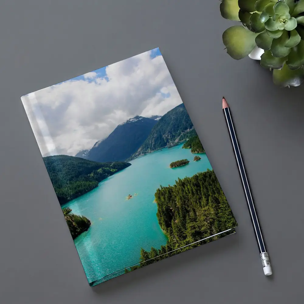 Turquoise Mountain Lake Aerial Forest View – Notebooks