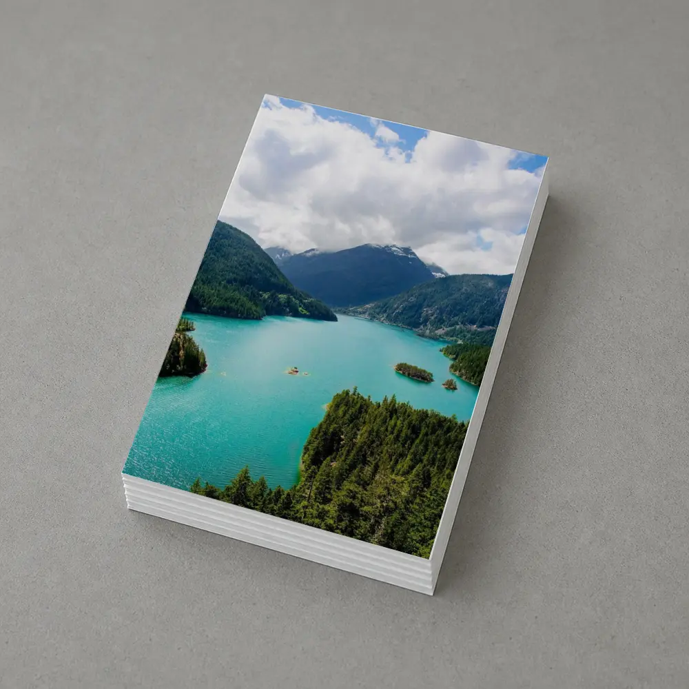 Turquoise Mountain Lake Aerial Forest View – Postcards