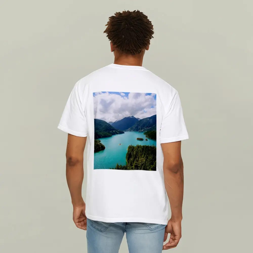 Turquoise Mountain Lake Aerial Forest View – T-Shirts