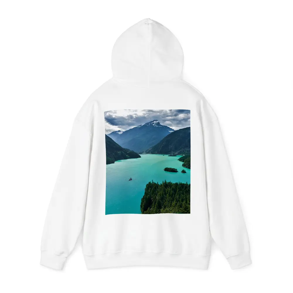 Turquoise Mountain Lake Forest Aerial View – Hoodies