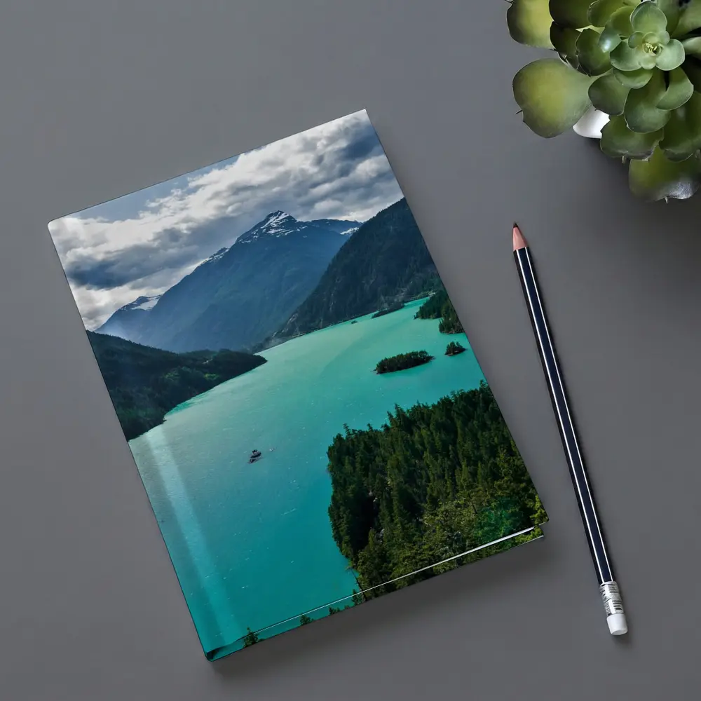 Turquoise Mountain Lake Forest Aerial View – Notebooks