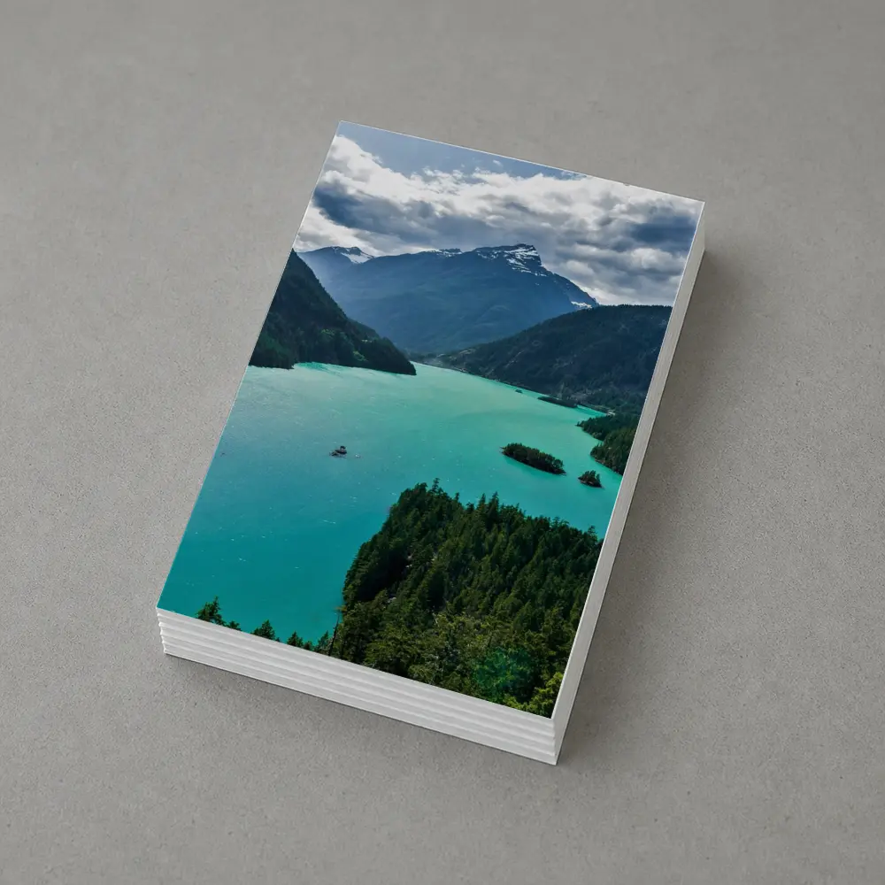 Turquoise Mountain Lake Forest Aerial View – Postcards
