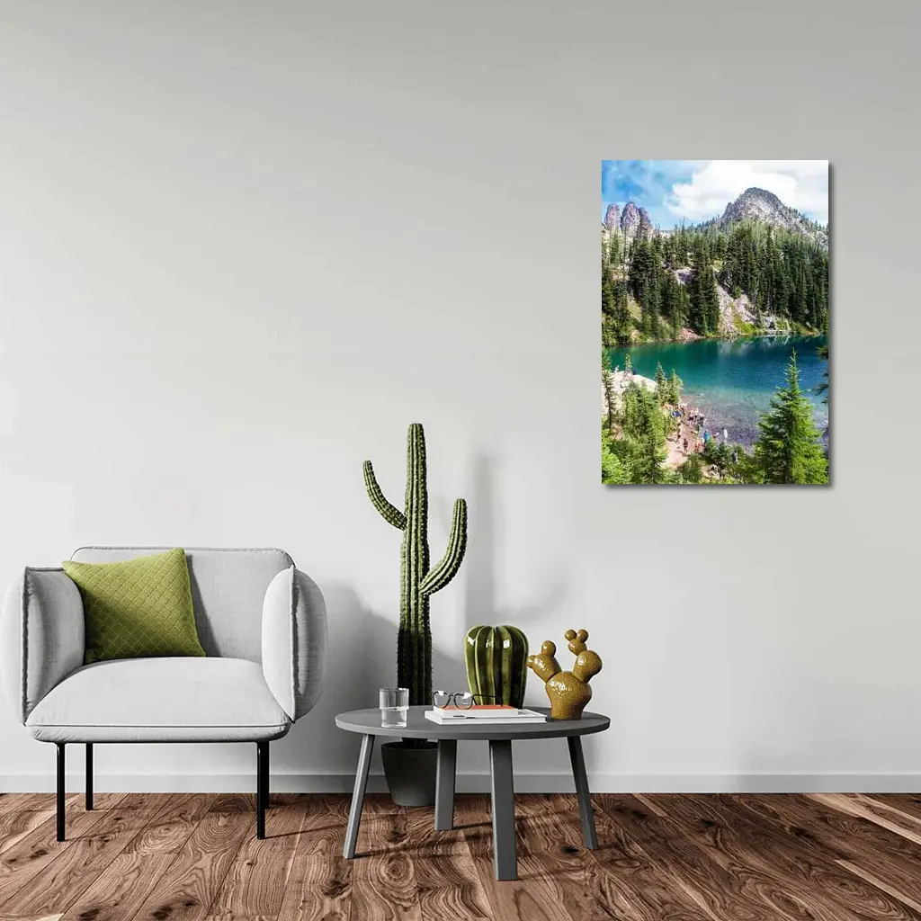 Alpine Lake Rocky Mountain Forest Hikers – Wall Art