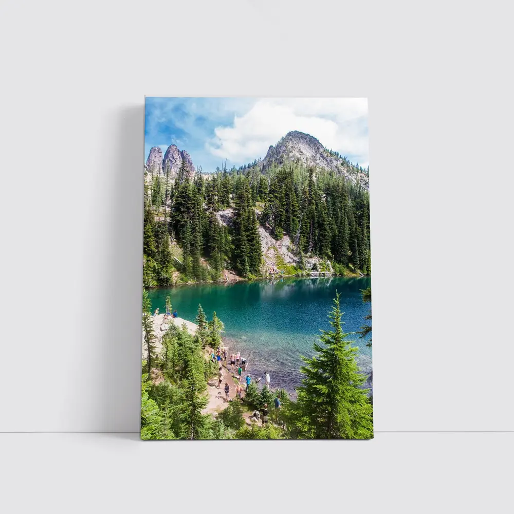 Alpine Lake Rocky Mountain Forest Hikers – Wall Art
